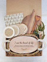 Bread Warmer Gift Box With Wooden Board and Spoon - Bible Oval