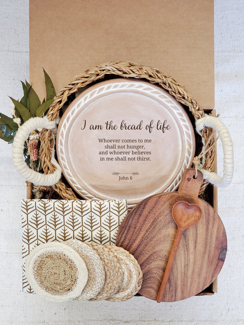 Bread Warmer Gift Box With Wooden Board and Spoon - Bible Round