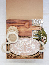 Bread Warmer Gift Box With Rectangular Wooden Board and Spoon - Oval