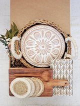 Bread Warmer Gift Box With Rectangular Wooden Board and Spoon - Round