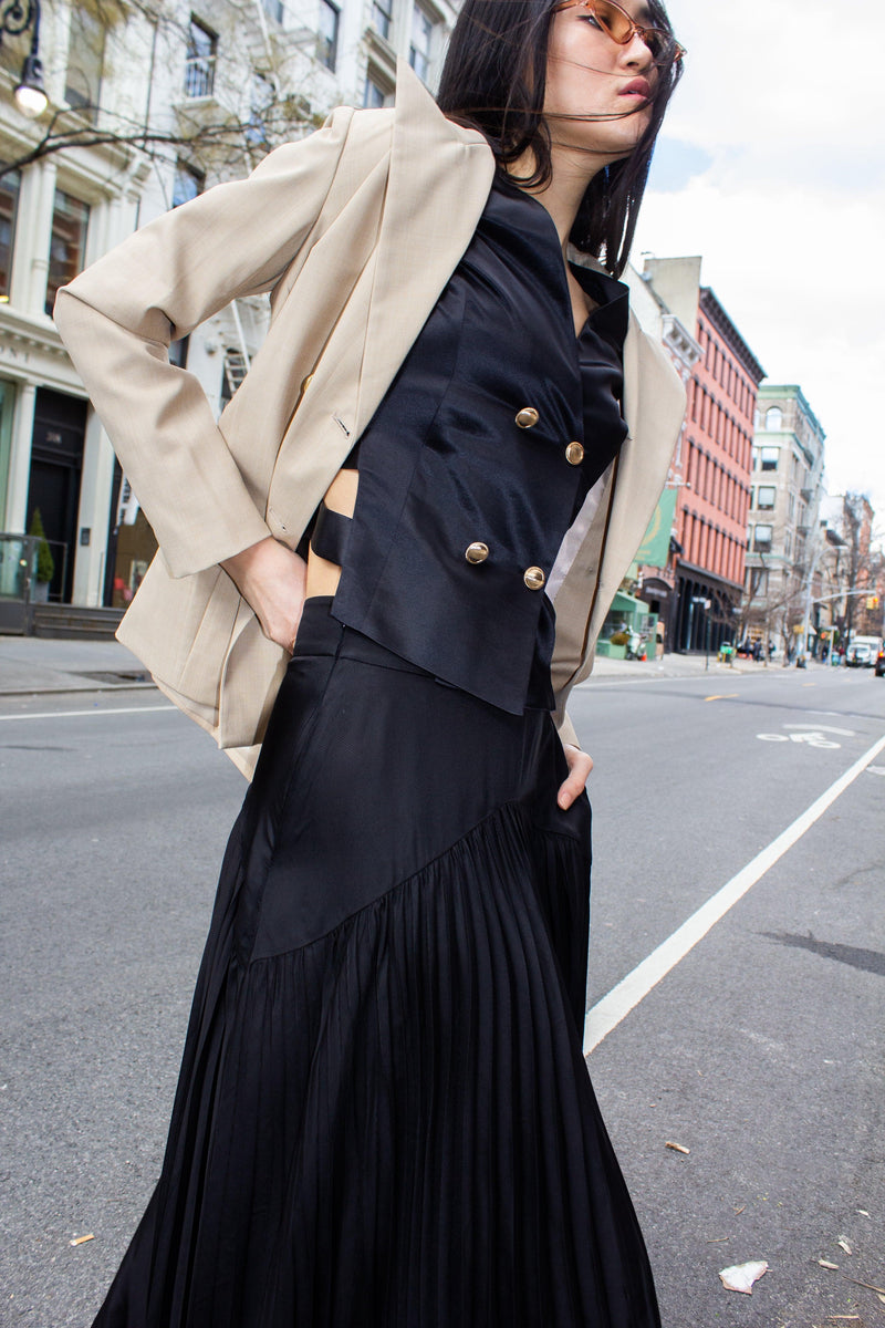 Maryanne Black Pleated Skirt