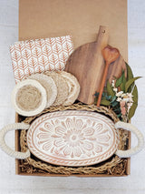 Bread Warmer Gift Box With Round Wooden Board and Spoon - Oval