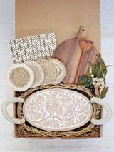 Bread Warmer Gift Box With Round Wooden Board and Spoon - Oval