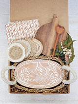 Bread Warmer Gift Box With Round Wooden Board and Spoon - Oval