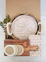 Bread Warmer Gift Box With Rectangular Wooden Board and Spoon - Round