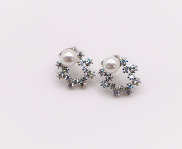 Pearlescent Elegance White Gold Earrings