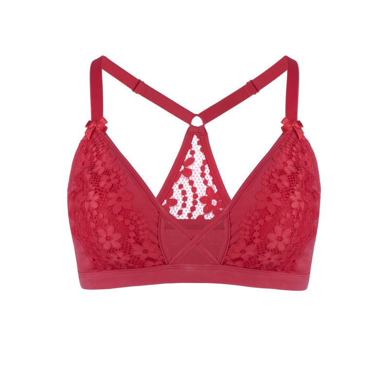 Passion Red - Lace Organic Cotton & Silk Bralette