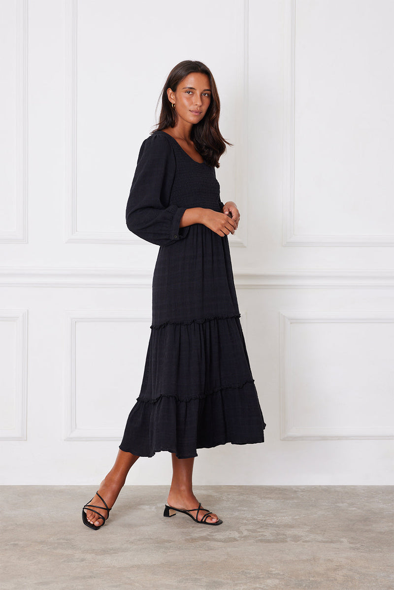 Stella Midi Dress in Black