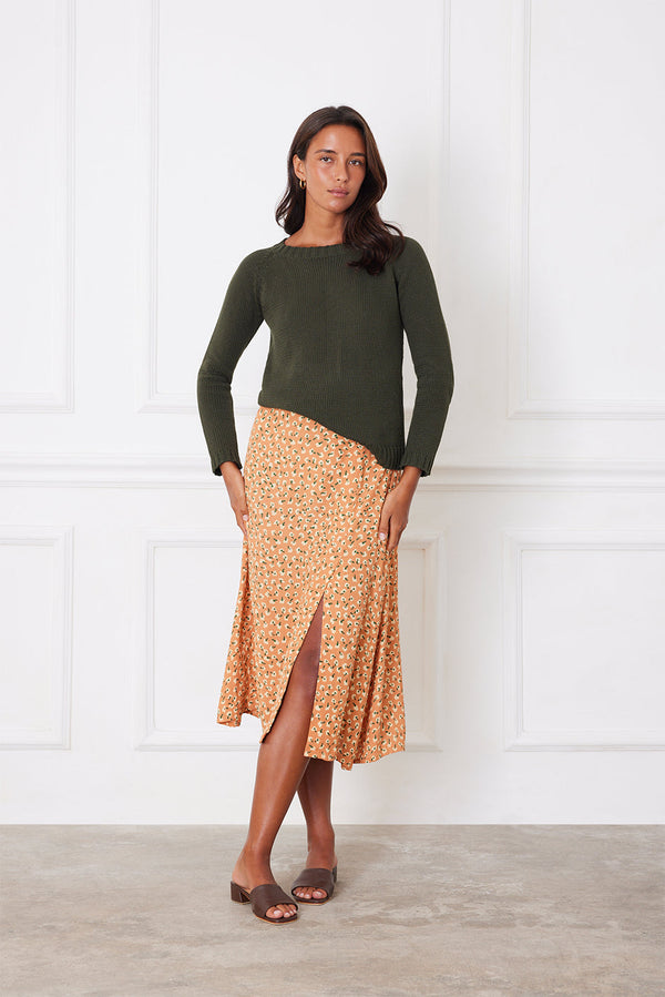 Avery Skirt in Chai Ditsy