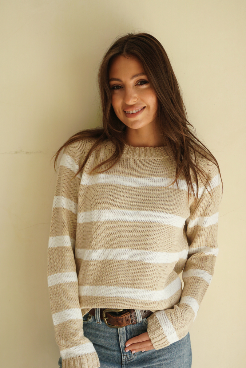 Sloane Crewneck in Sand Dune Stripe