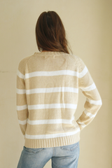 Sloane Crewneck in Sand Dune Stripe