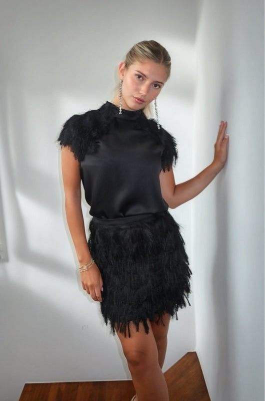 LEVI Black Fringe Skirt