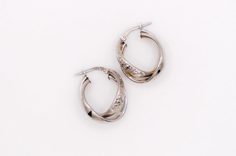 Italian Twisted Duo Silver Hoop Earrings