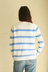 Sloane Crewneck in Coastal Blue Stripe