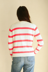 Sloane Crewneck in Rasberry Stripe