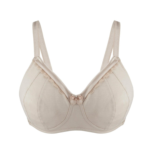 Ivory-Supportive Non-Wired Silk & Organic Cotton Full Cup Bra With Removable Paddings