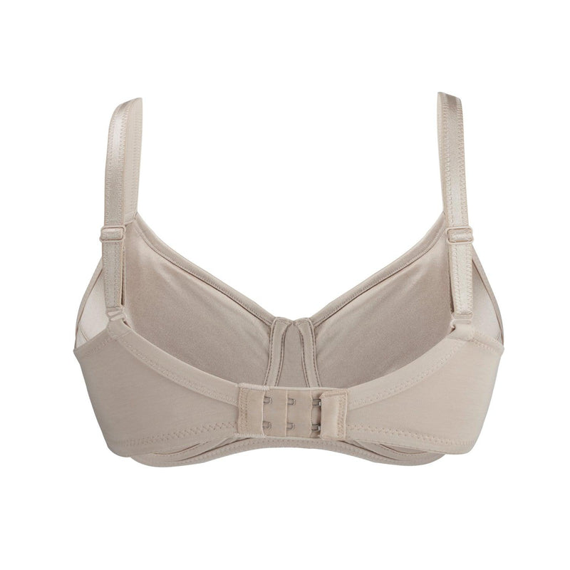 Ivory-Supportive Non-Wired Silk & Organic Cotton Full Cup Bra With Removable Paddings