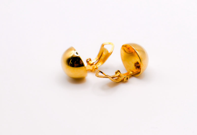 Italian Silver & Gold-Dipped Clip Ball Earrings