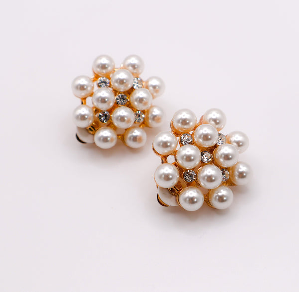 Pearly Floral Elegance Clip-on Earrings