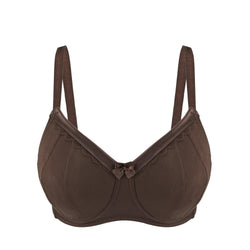 Cocoa-Supportive Non-Wired Silk & Organic Cotton Full Cup Bra With Removable Paddings