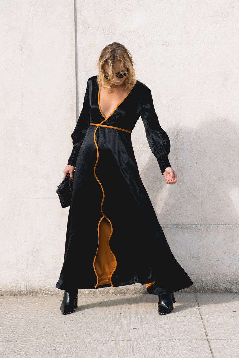 Adrienne Black Silk Dress