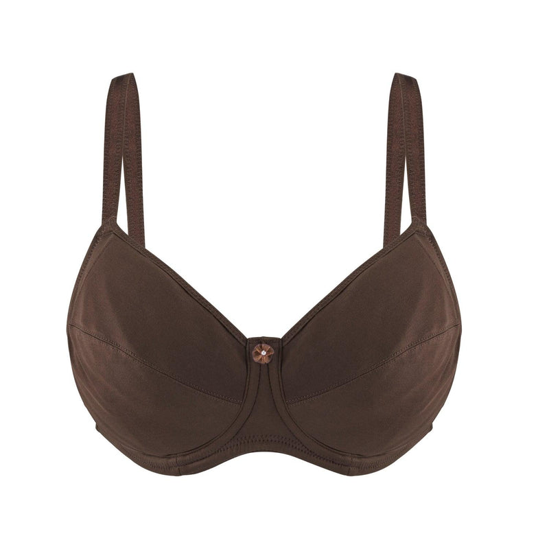 Cocoa-Underwired Silk & Organic Cotton Full Cup Bra With Removable Paddings