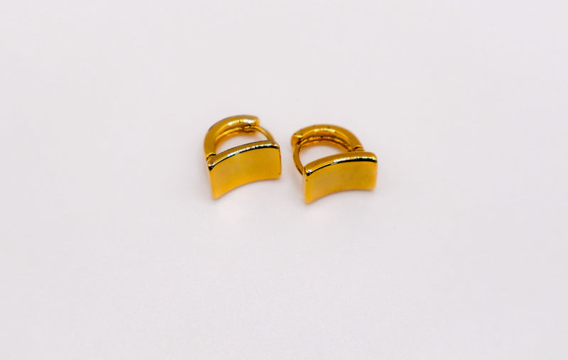 Golden Lock Rectangle Earrings