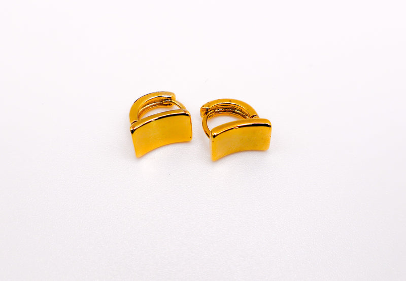 Golden Lock Rectangle Earrings