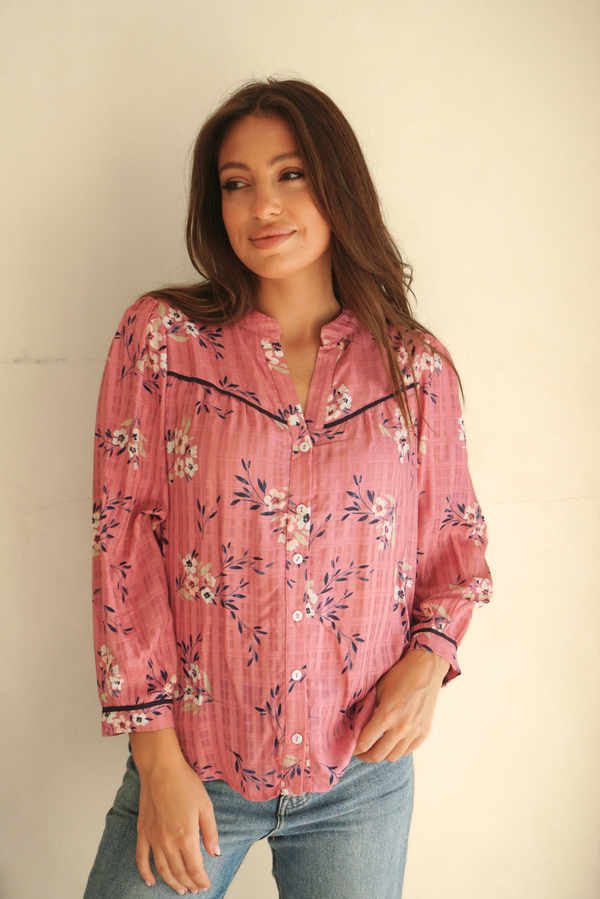 Anna Shirt in Cherry Blossom Print