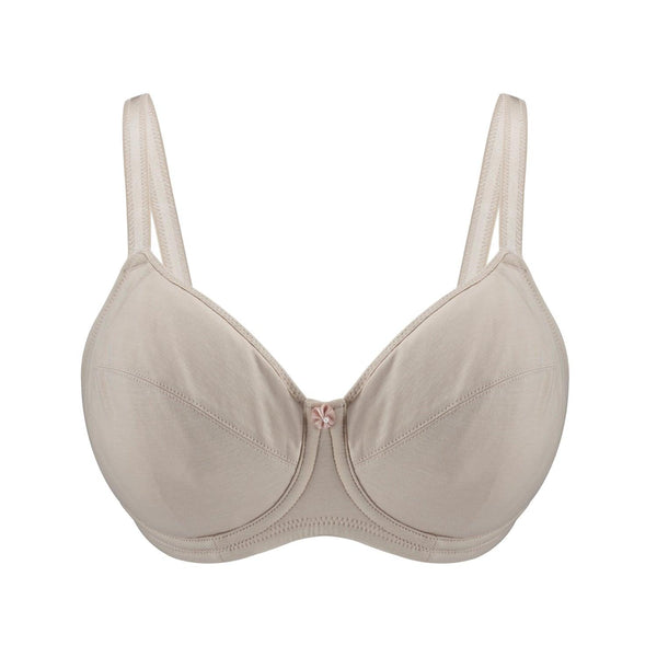 Ivory-Underwired Silk & Organic Cotton Full Cup Bra With Removable Paddings