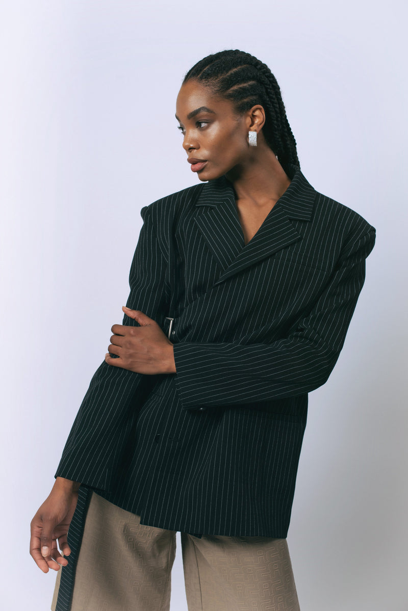 Luna Noir Pinstripe Blazer