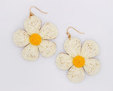 Golden Blooms Straw Earrings