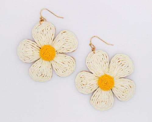 Golden Blooms Straw Earrings