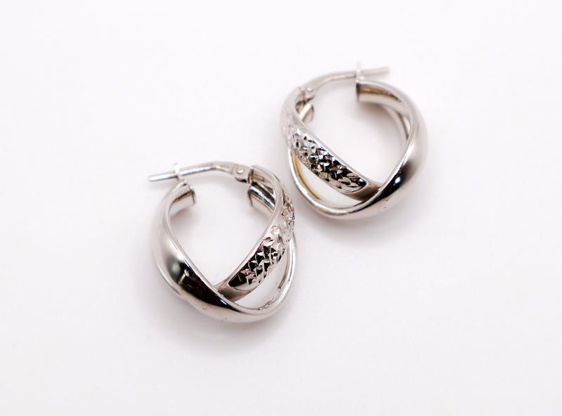 Italian Twisted Duo Silver Hoop Earrings