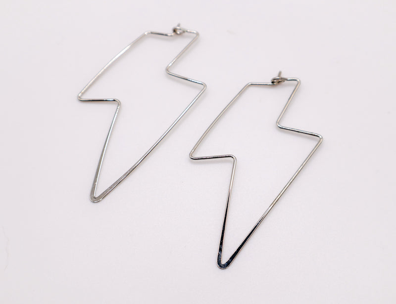 Silver Lightning Bolt Earrings