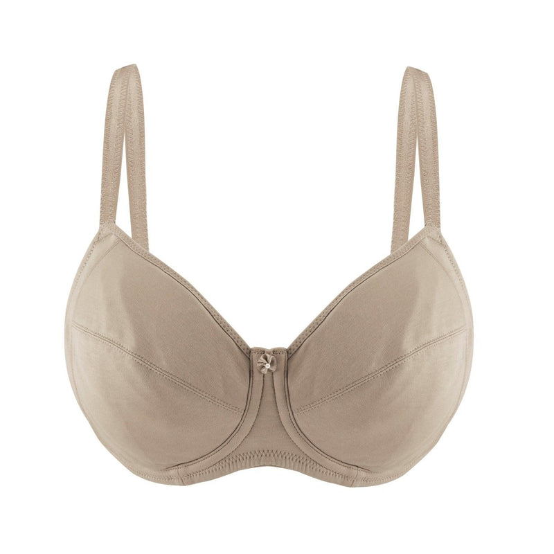 Shell-Underwired Silk & Organic Cotton Full Cup Bra With Removable Paddings