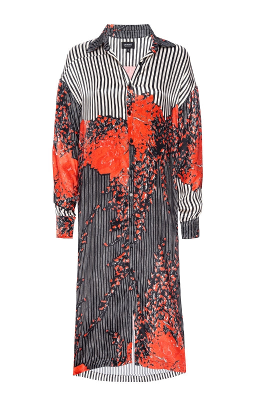 GENEVIVE Red Floral Shirt Dress