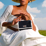 AIRMAIL Petite Crochet Handbag in Black & White