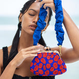 ARNOLDI Mandy Hand-Beaded Clutch, in Savoy Blue & Red