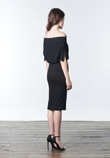 ALEXI Off-the-Shoulder Black Knit Dress