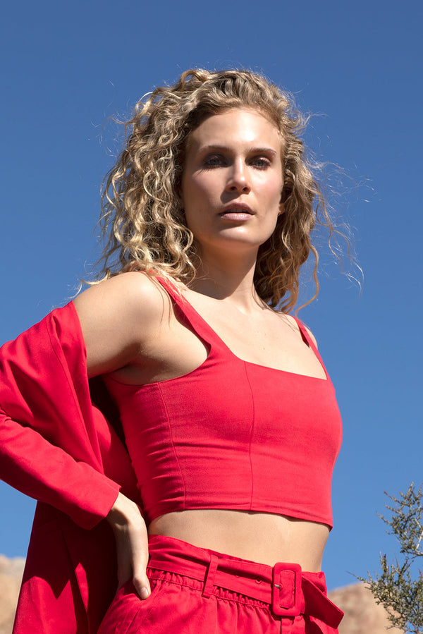 Bianca Crop Top in Cherry Punch