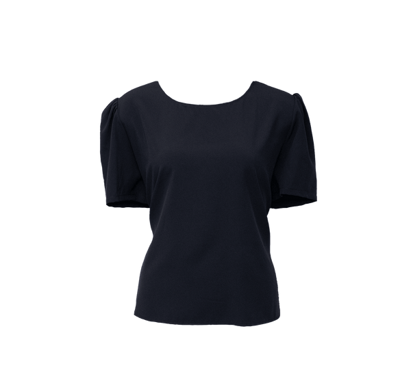 Elegance Round Neck Blouse in Black