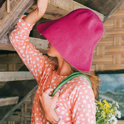 BLOOM Crochet Hat, in Hot Pink