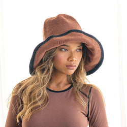 BLOOM LINE Crochet Sun Hat in Dark Brown