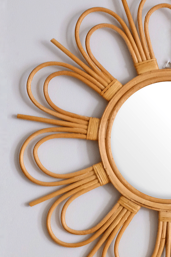 Bong Sunburst Natural Rattan Mirror