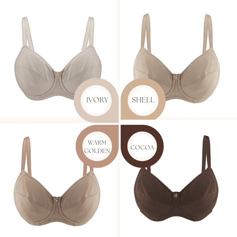 Cocoa-Underwired Silk & Organic Cotton Full Cup Bra With Removable Paddings