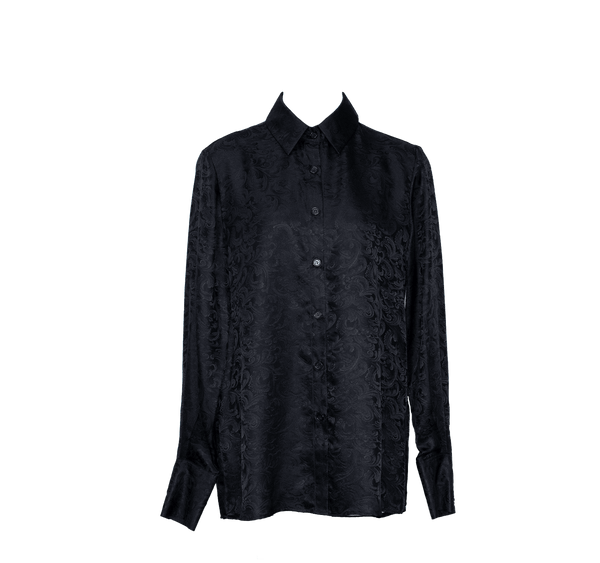 Elegance Silk Blouse in Black Paisley