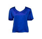 Shining V-Neck Blouse in Blue