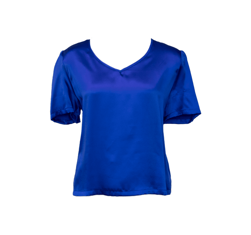 Shining V-Neck Blouse in Blue