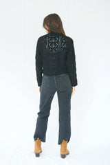 Diana Pointelle Cardigan in Black